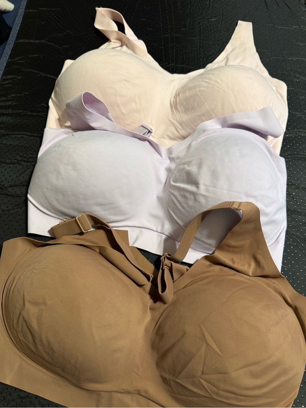 Soft Seamless Wireless Comfort Everyday T-Shirt  Bras. Pink lavender Brown.